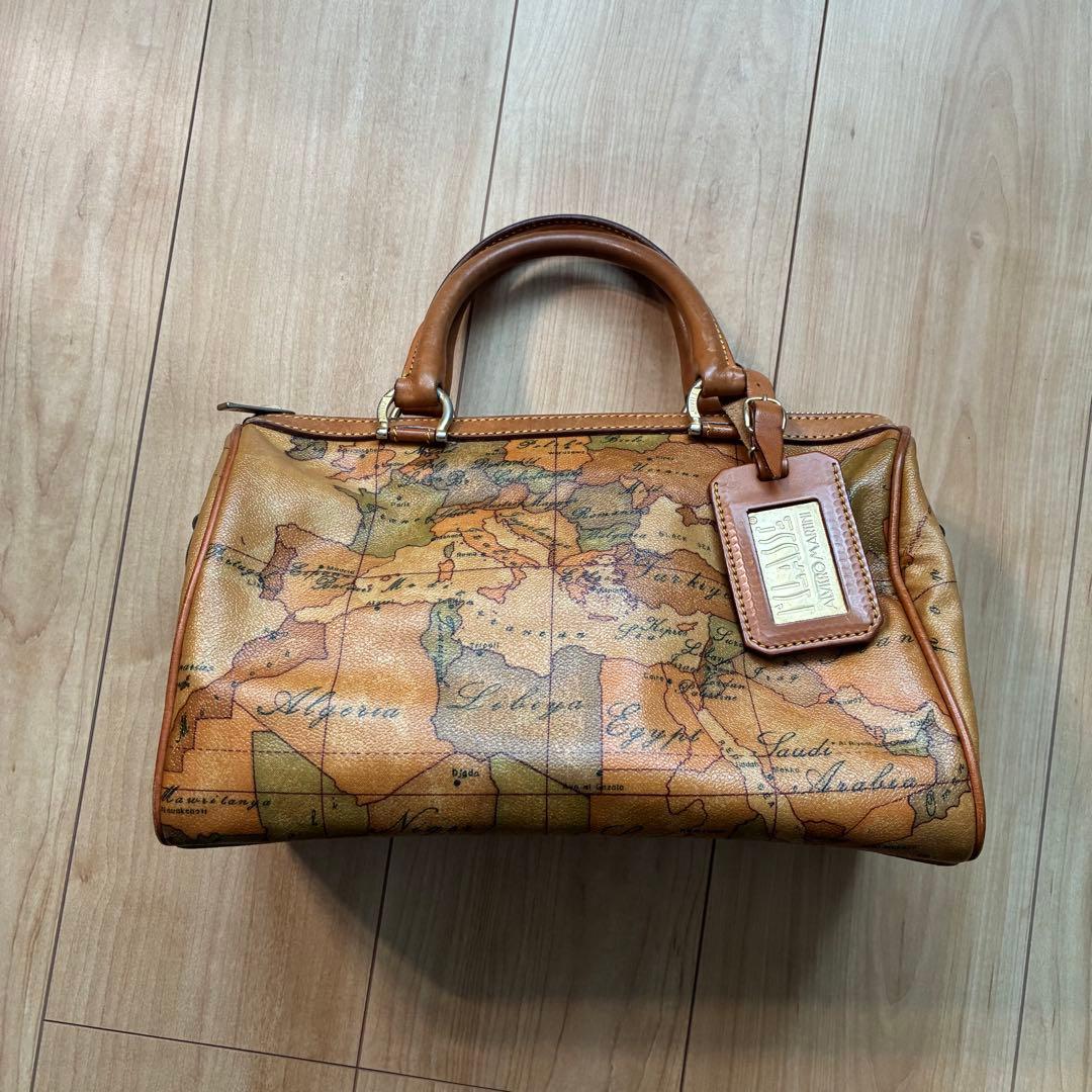 プリマクラッセ 2wayハンドバッグ ミニボストンバッグ 地図柄 レザー