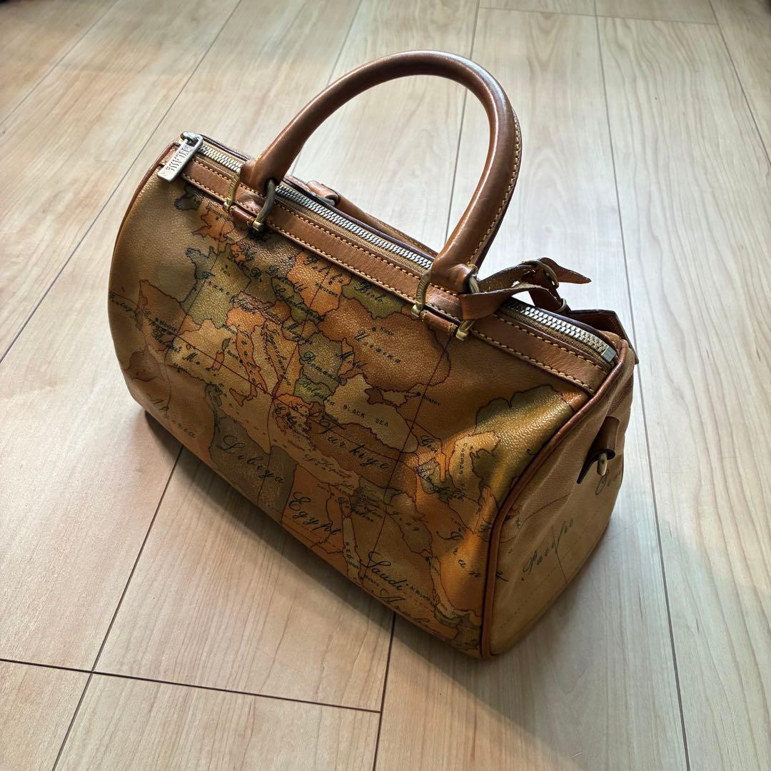 プリマクラッセ 2wayハンドバッグ ミニボストンバッグ 地図柄 レザー