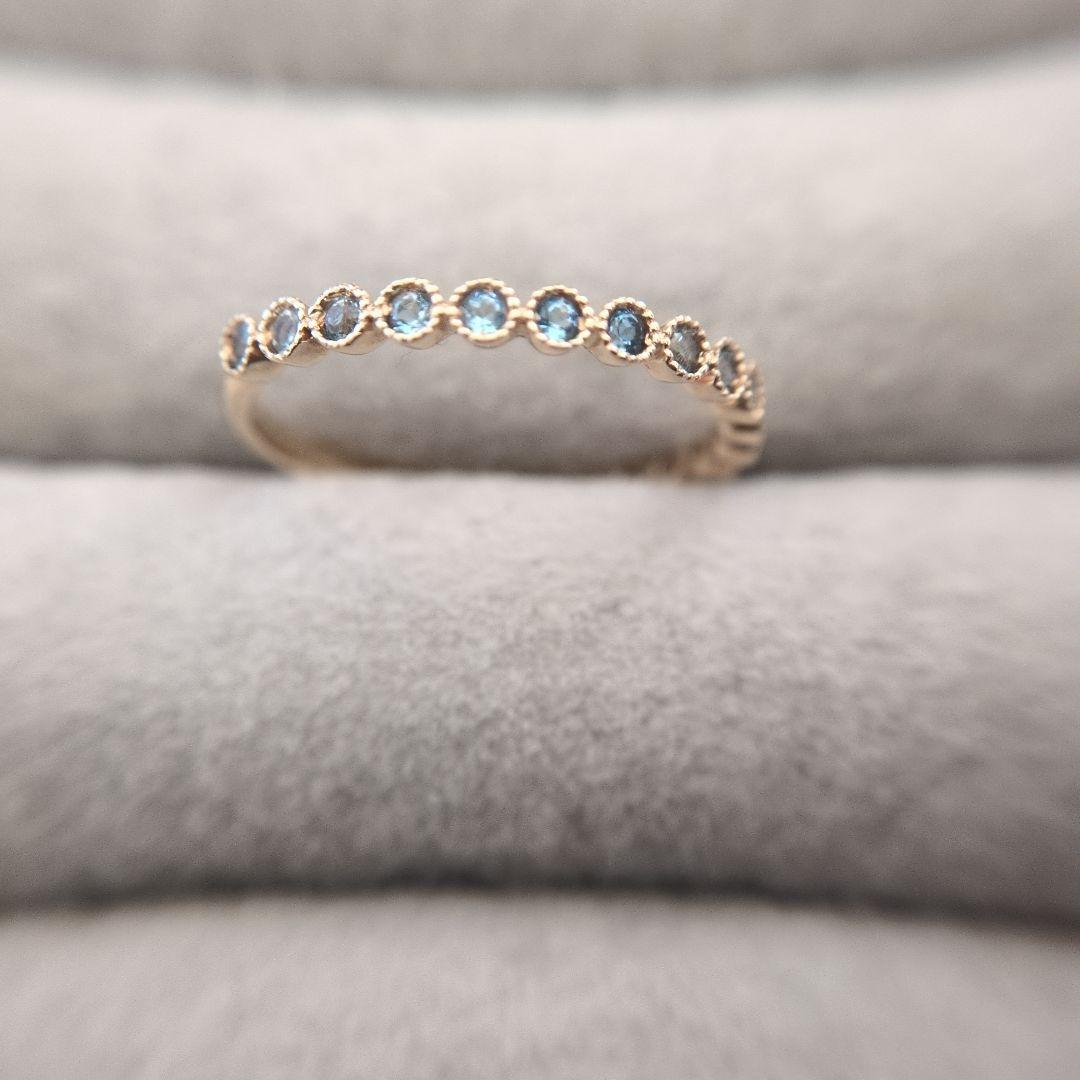 ぽ*）様 水色石付き エタニティリング　K10