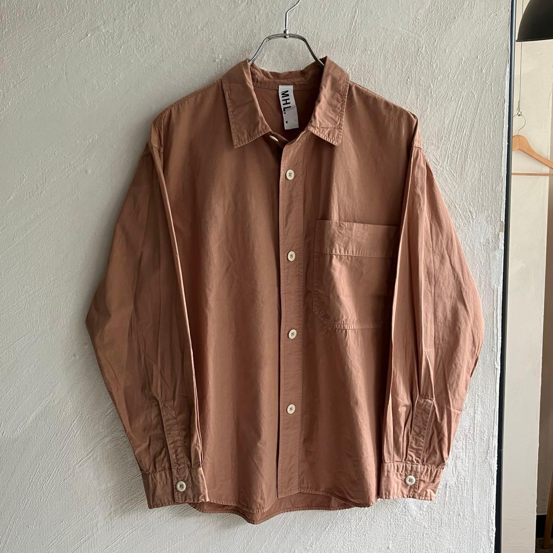 24SS MHL. COMPACT COTTON POPLIN シャツ ブラウン