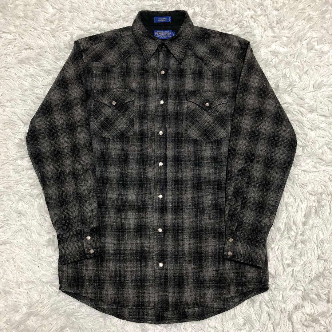 ペンドルトン　オンブレチェックシャツ　ウエスタン　黒×グレー