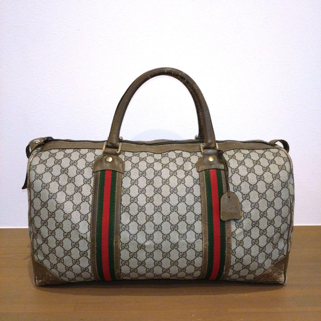 k*読様 ​【ヴィンテージ】オールドグッチ ボストン GG柄 シェリーライン G