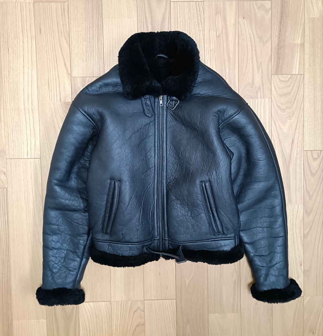 SUZUYA スズヤ ブラック　B-3ジャケット　レザー　羊革 即決 SUZUYA メンズM フライトジャケットB-3 スズヤ 黒 ブラック 本革