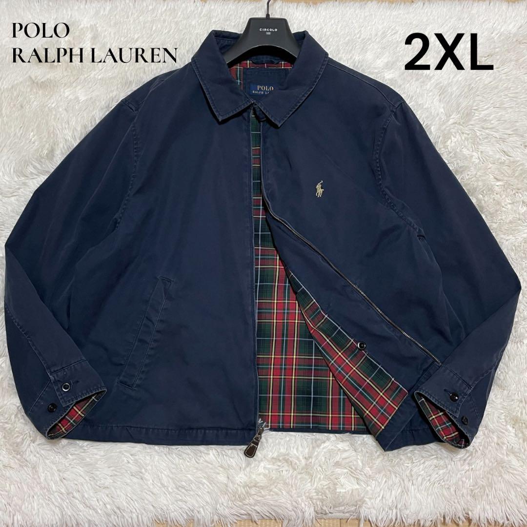 RALPH LAUREN ラルフローレン スイングトップ 2XL 紺 裏チェック
