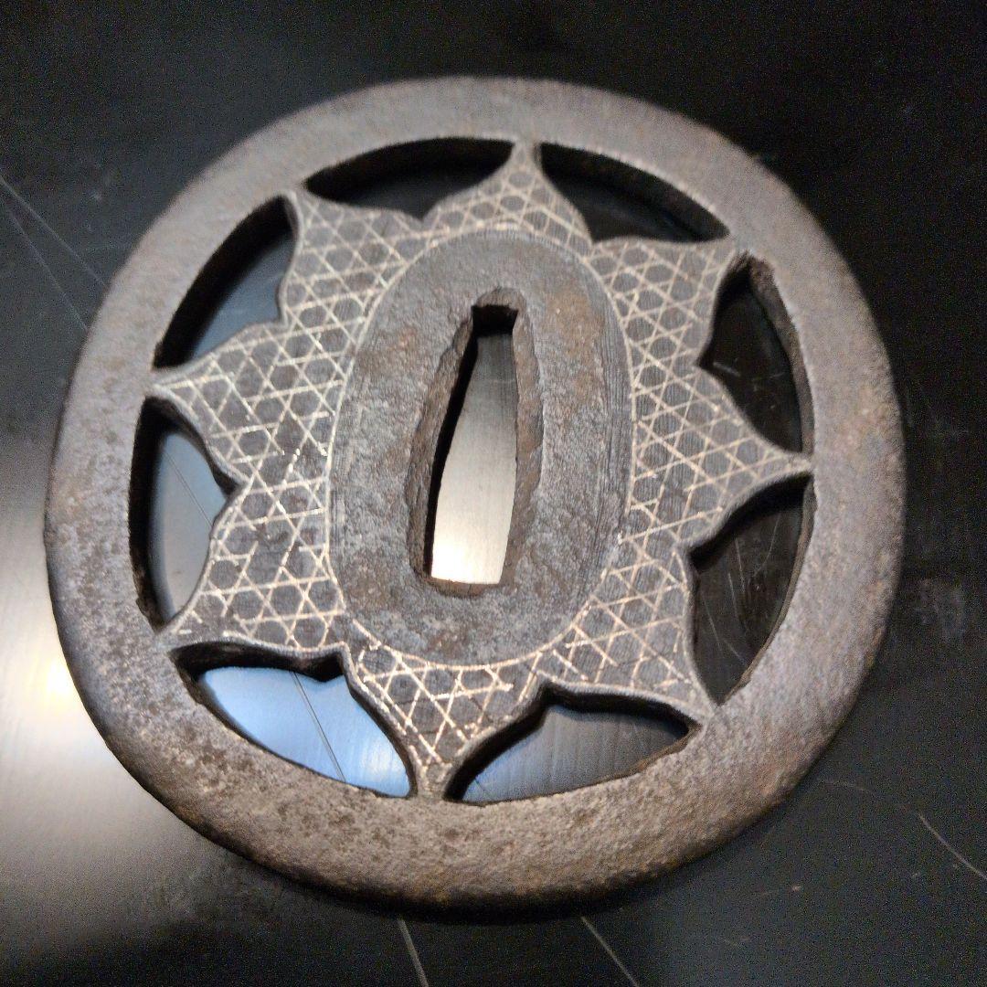 鍔　　銀象嵌鉄製8センチ