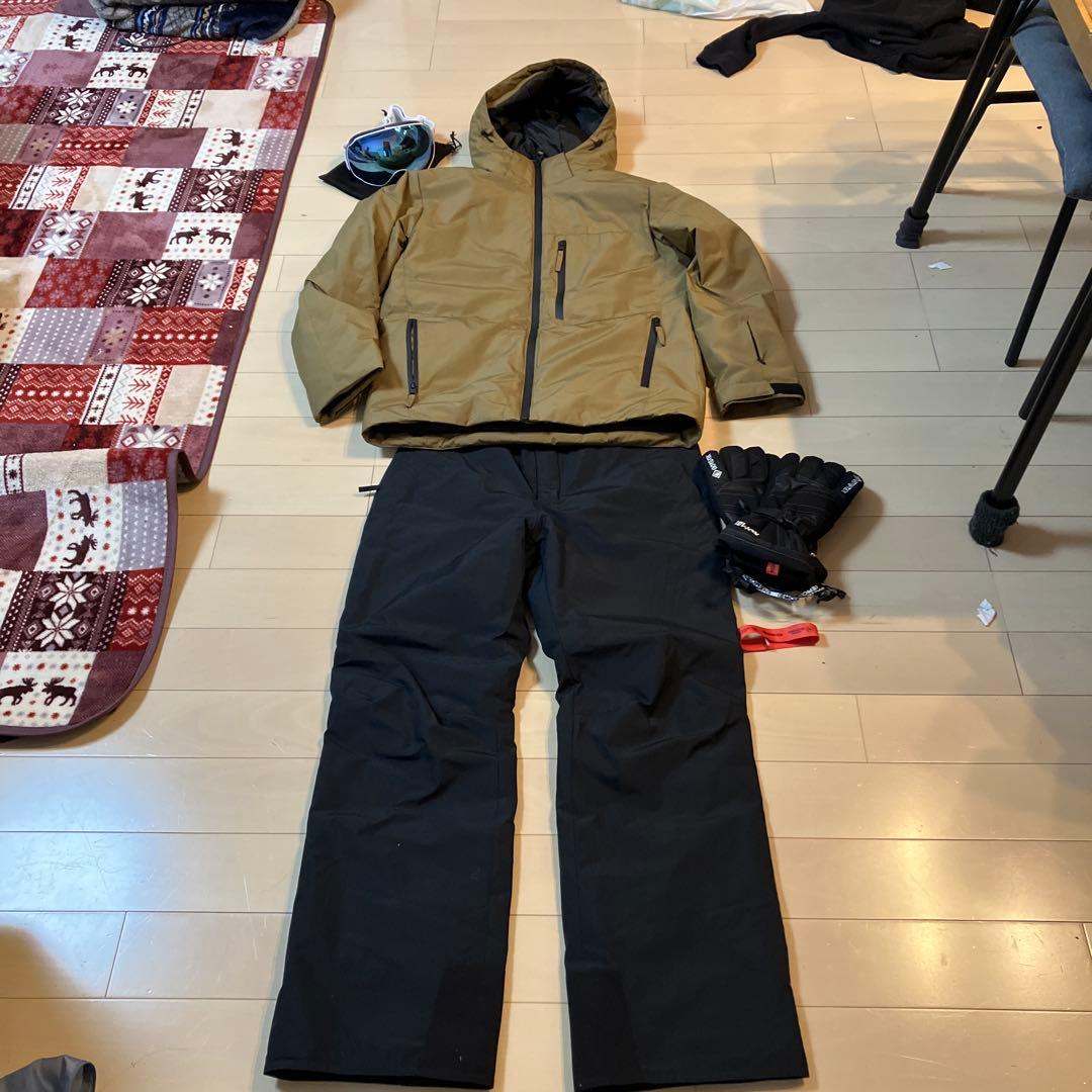 スノーボードウェアセット（カーキ・黒）　GORETEX