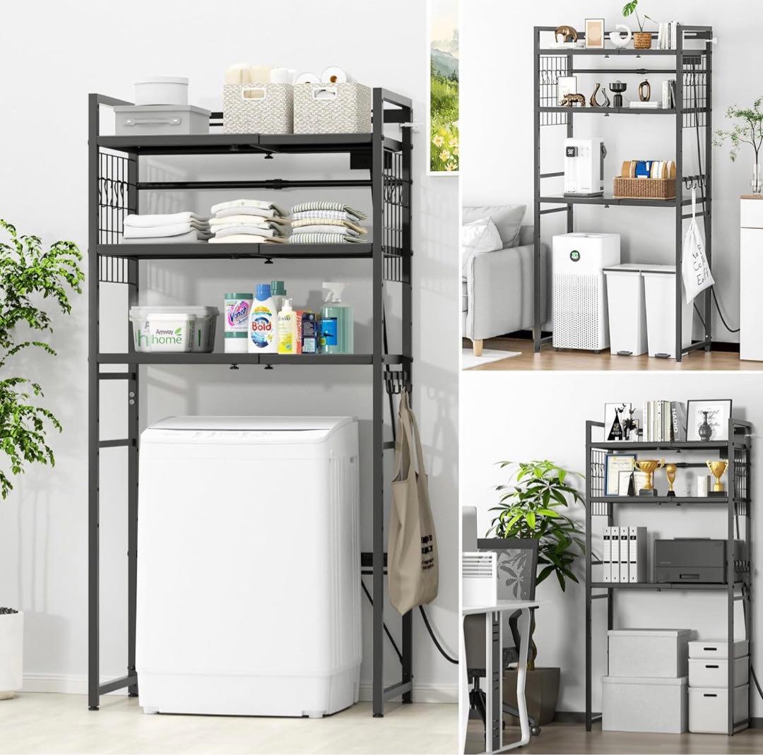 洗濯機ラック レンジ棚 耐荷重90kg キッチンラック 食器棚 大型レンジ対応