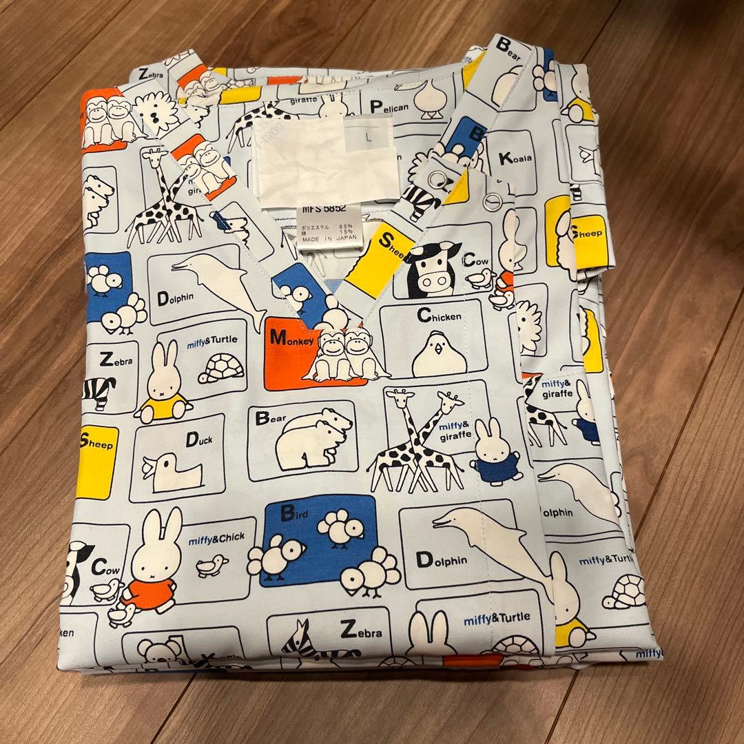 医療用スクラブ男女兼用ミッフィー　　ブルー L MFS-5852