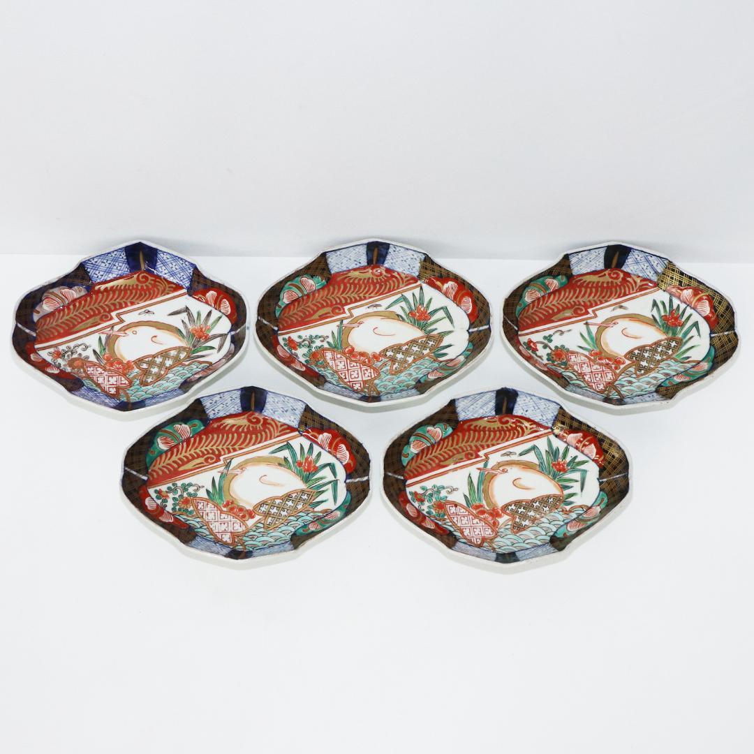 染付 色絵錦手 古伊万里　菱形皿 花鳥 金襴手　②