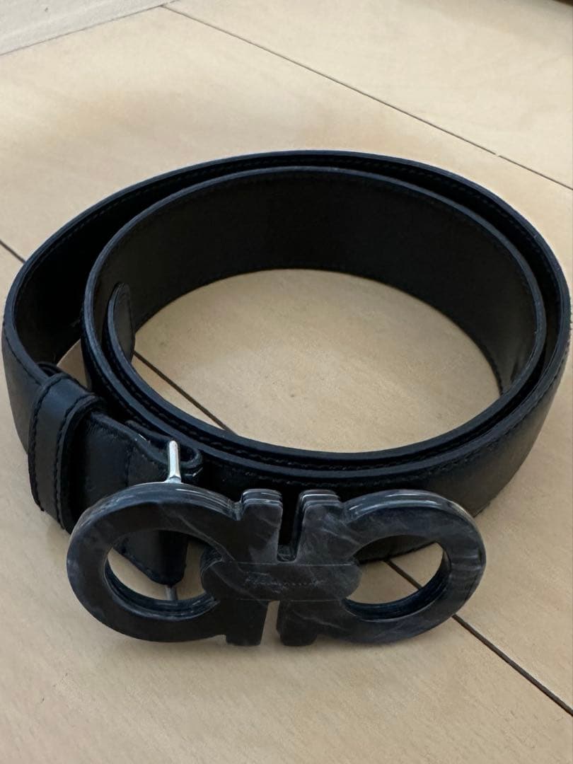 Ferragamo フェラガモ　ブラック ベルト ダブルガンチーニ