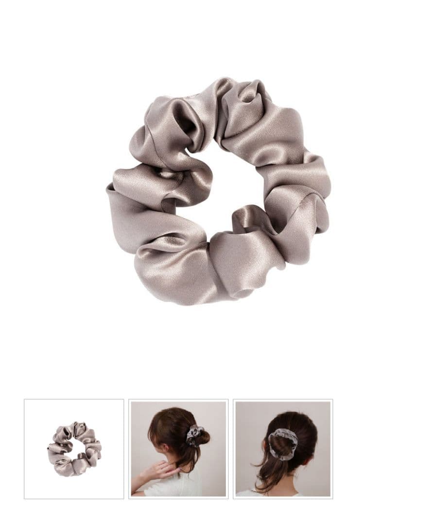 FRANCE LUXEミディアム スクランチー シルク シャルムーズ ピューター