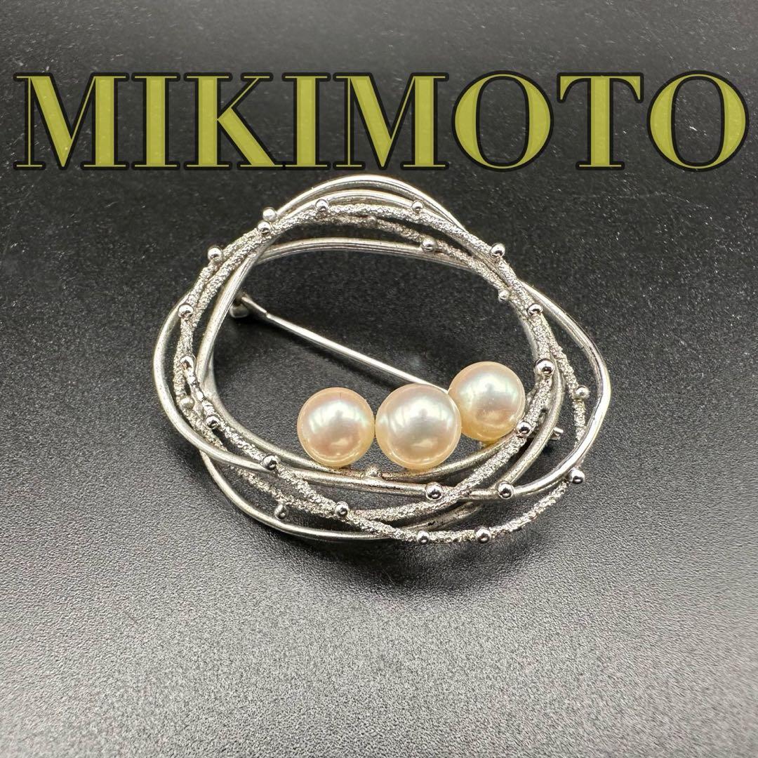 極美品✨　MIKIMOTO ミキモト　パール　ブローチ　ロゴ　刻印　1461