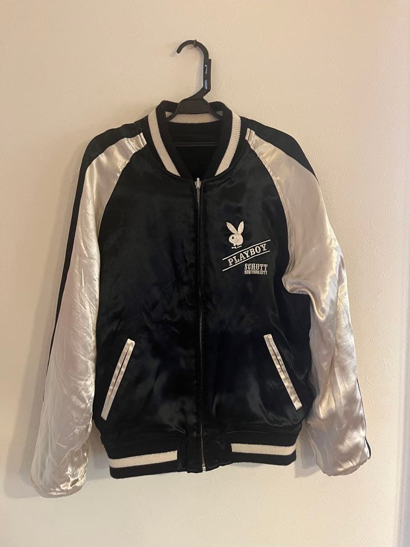 Playboy スカジャン ブラック/シルバー