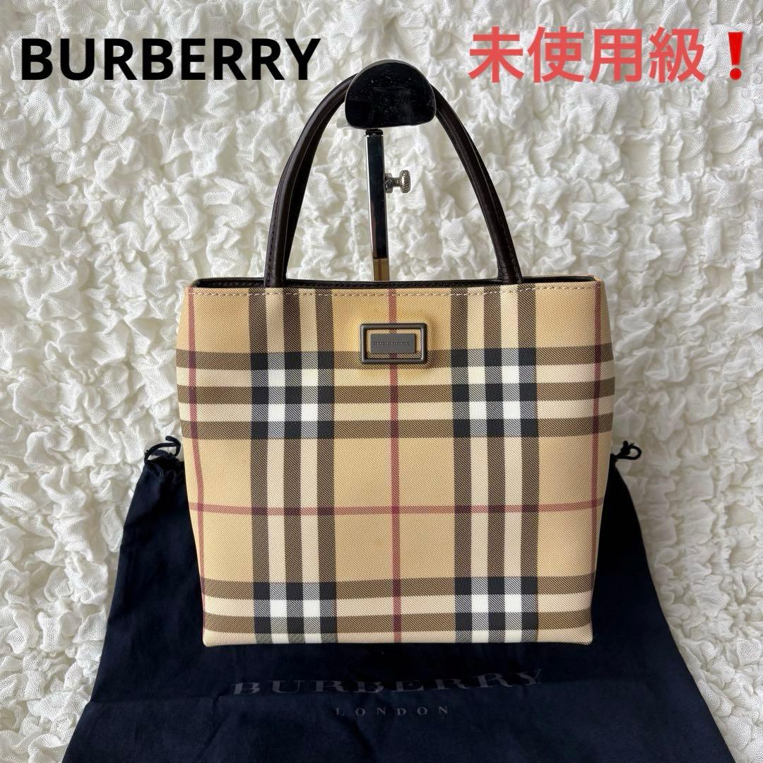 未使用級❗️ BURBERRY ハンドバッグ　ノバチェック　レザー　収納袋