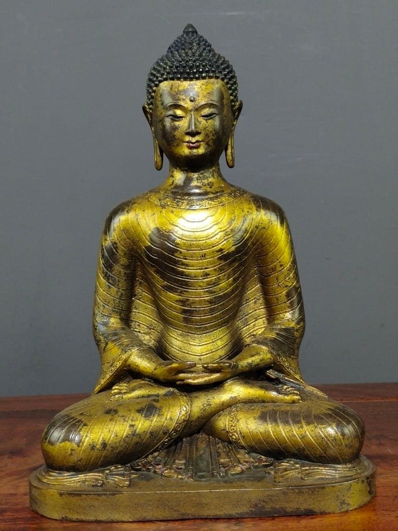 珍品 銅製鎏金仏像〈释迦牟尼仏〉高さ23cm