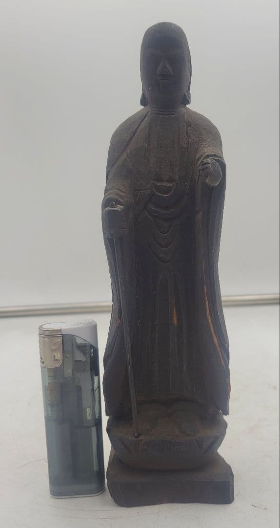 時代物　木彫　地蔵菩薩像　江戸時代　仏教美術　骨董品　美術品 極彩色木版画 地蔵菩薩像」江戸時代 木版図 1枚|仏教美術 仏像 和本