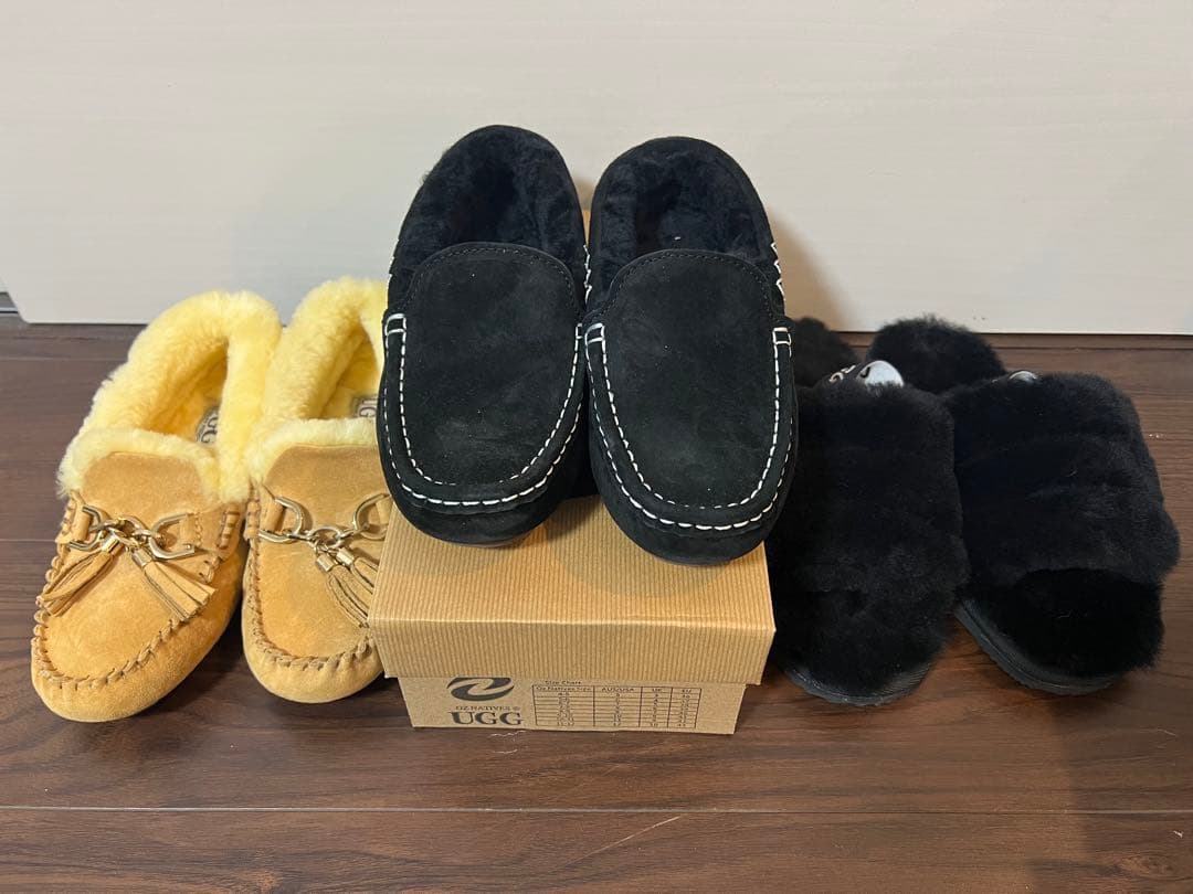 ※値下げしました　UGG ムートンブーツ 黒 ベージュ サンダル　3足セット