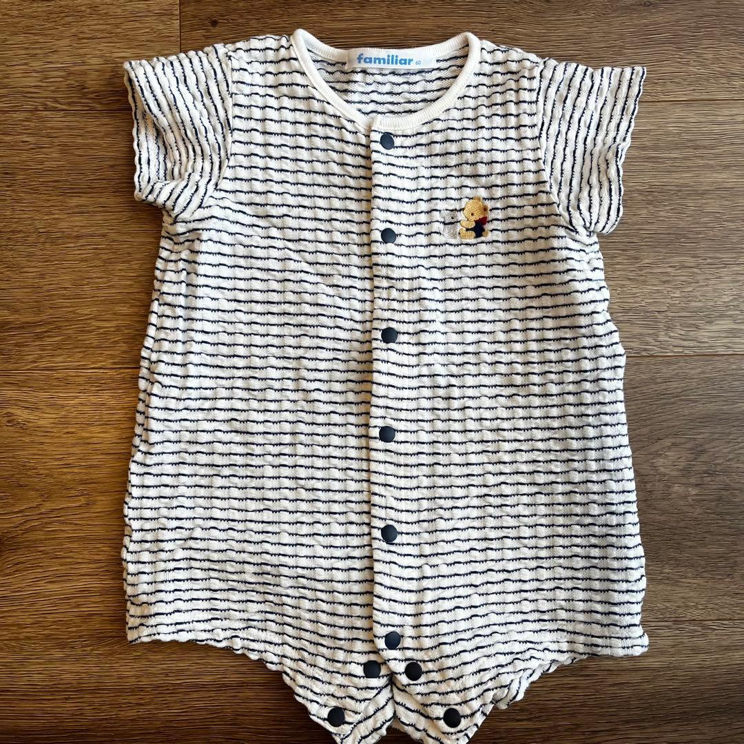 60】familiar ストライプ 半袖ロンパース - メルカリ