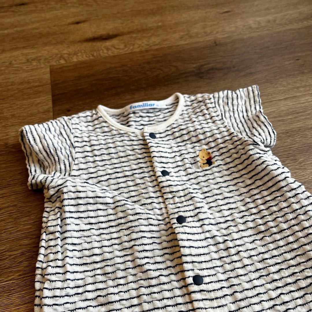 60】familiar ストライプ 半袖ロンパース - メルカリ