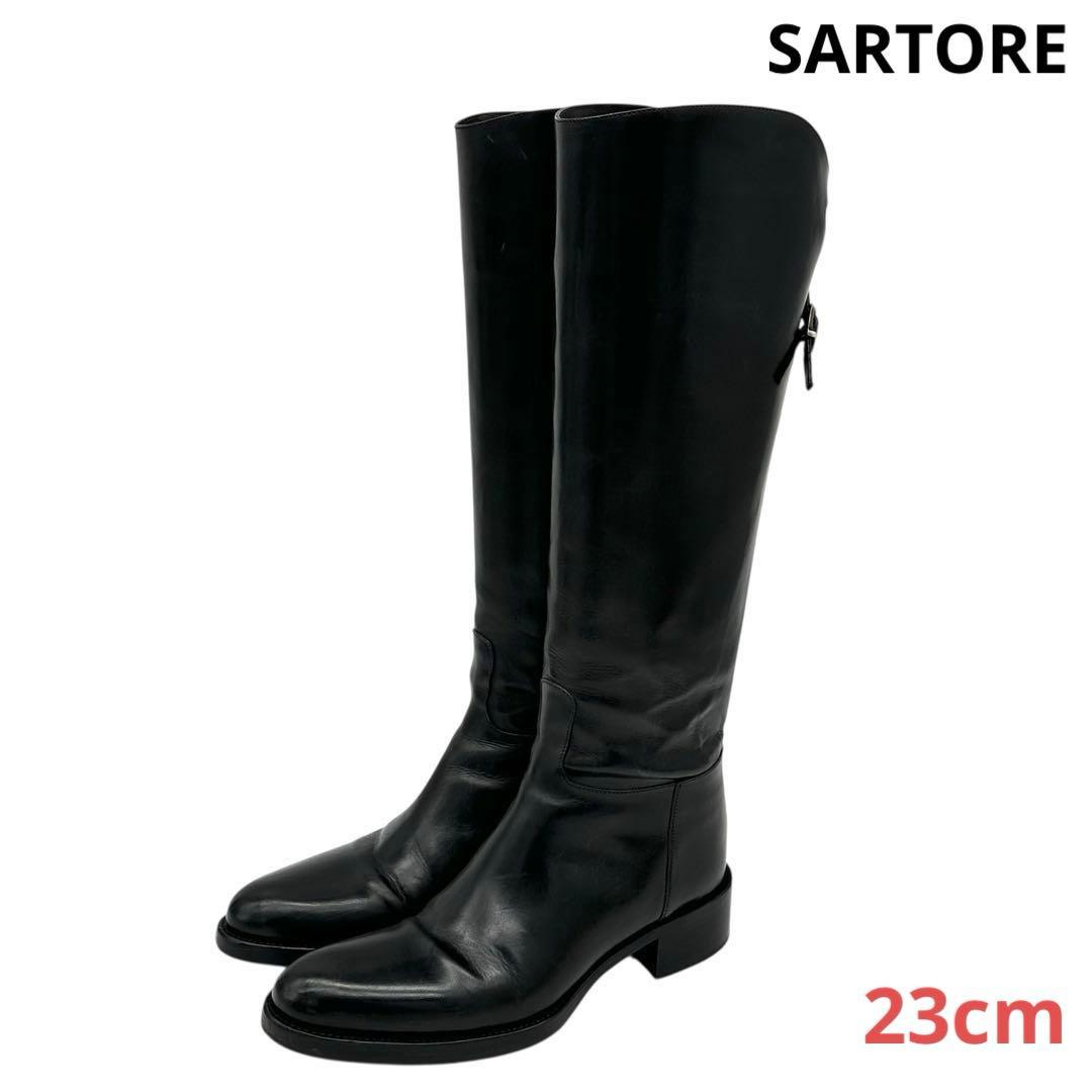 SARTORE サルトル【23cm】バックジップ ジョッキーブーツ 黒 ブラック