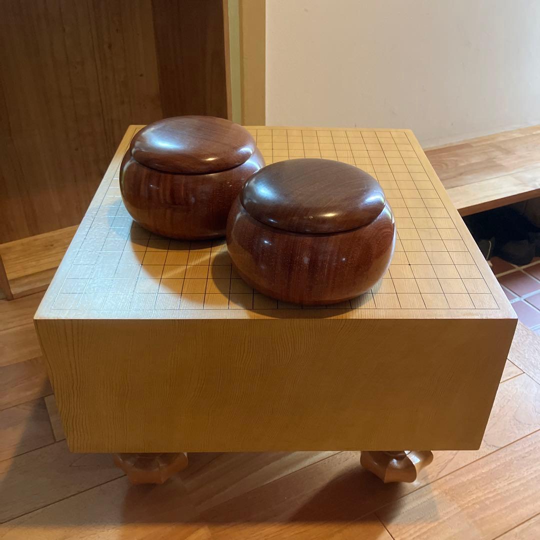 木製囲碁盤セット 初心者の木製囲碁入門セット※13路9路盤・プラ碁石椿(白84粒・黒85粒