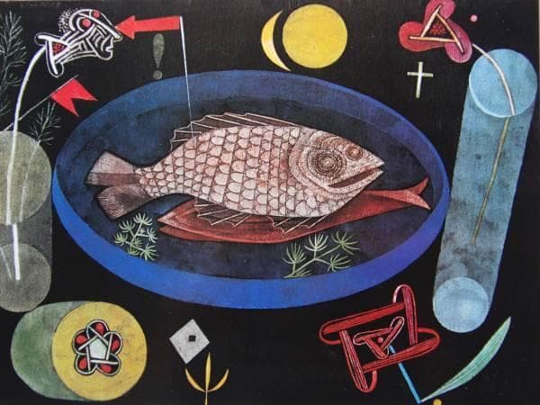 パウル・クレー、【魚をめぐって】、希少な額装用画集より、状態良好