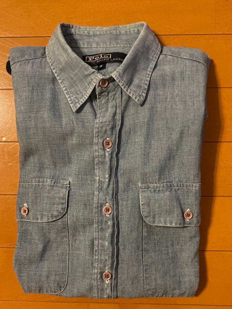 ラルフローレン　シャンブレーシャツ　タグ大文字　ヴィンテージ