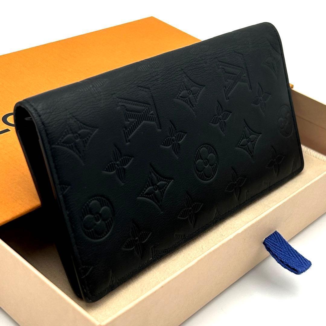 【美品】ルイヴィトン モノグラム シャドウ ブラザ 長財布 ブラック メンズ LOUIS VUITTON（ルイ・ヴィトン） ポルトフォイユ ブラザ モノグラム