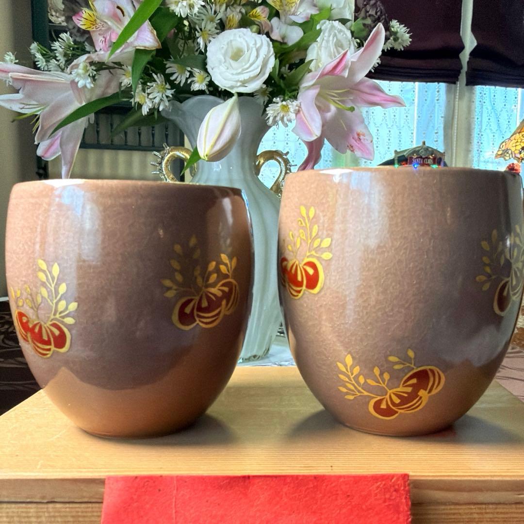 ー清水 京焼ー 【極美品】 音羽山麓 澤村陶哉造 金彩橘 組湯呑揃 木箱