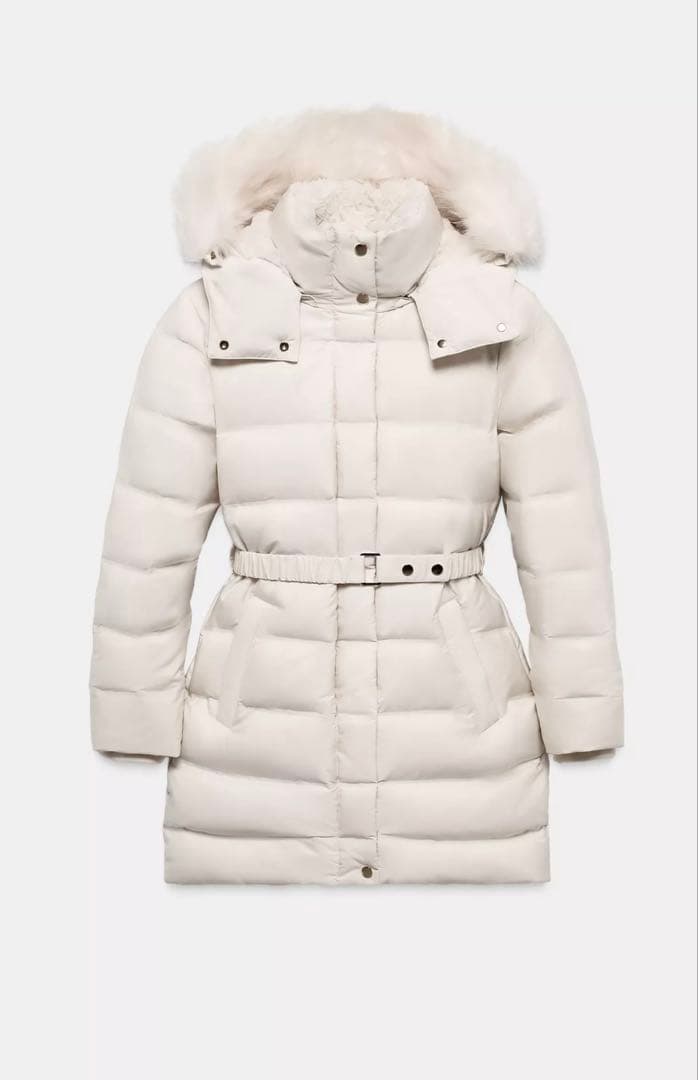 撥水加工入りウィンドブレーカーフード付きダウンジャケット　XS ZARA 撥水加工入りウィンドブレーカーフード付きダウンジャケット M