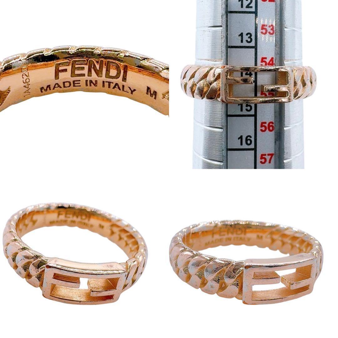美品】フェンディ バゲット リング FFロゴ 14号 ゴールド系 イタリア製