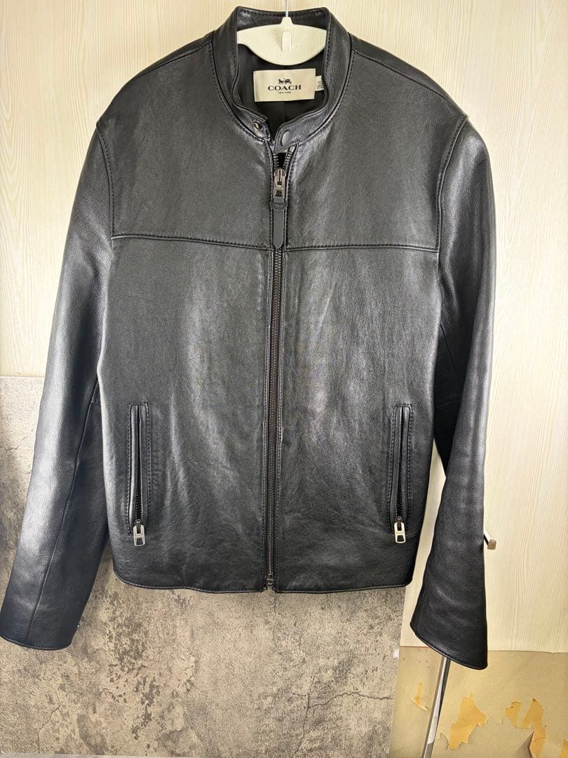 【美品】コーチ　黒 レザー シングルライダースジャケット 中古・古着通販】COACH (コーチ) シングルライダースジャケット