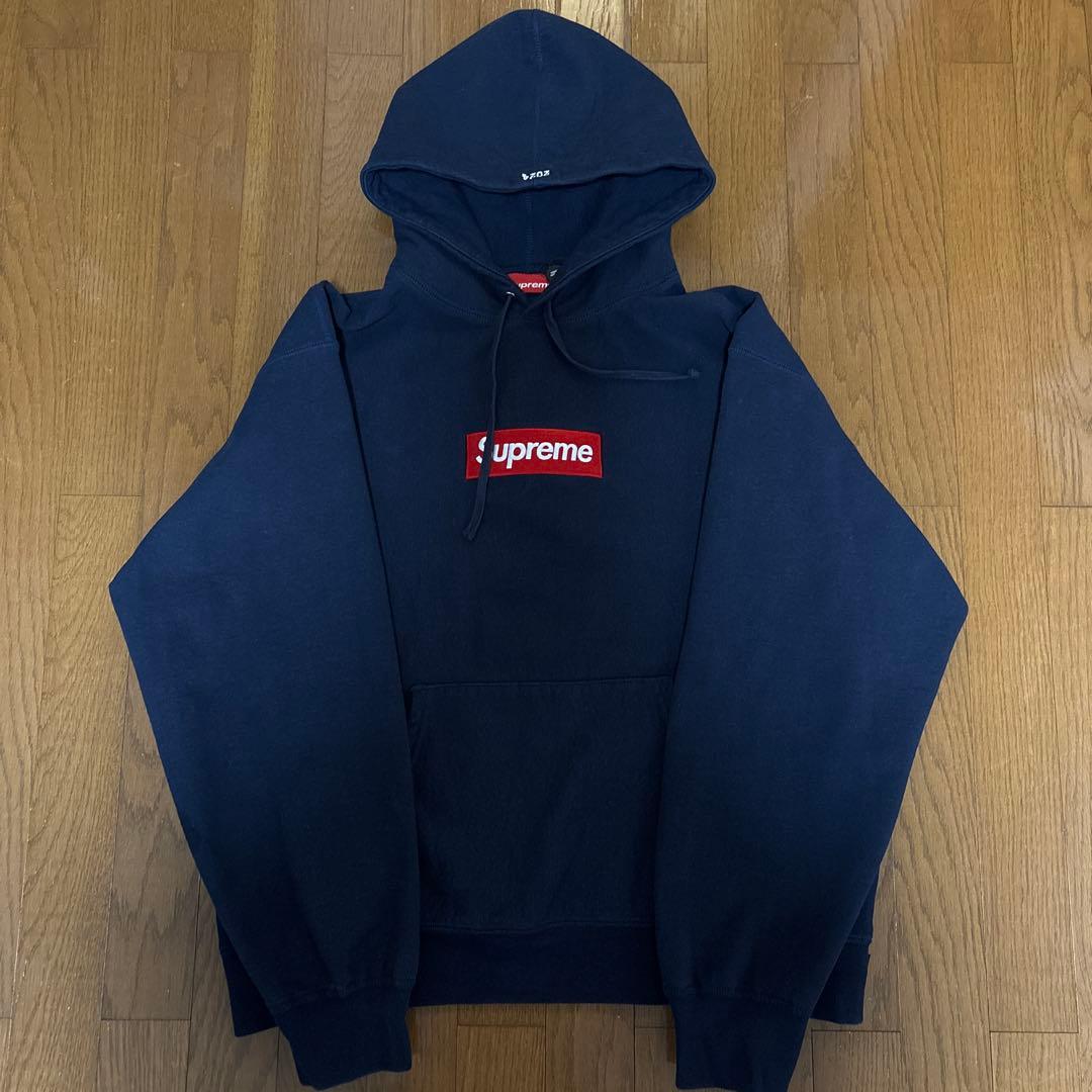 Supreme Box Logo Hooded Sweatshirt Lネイビー
