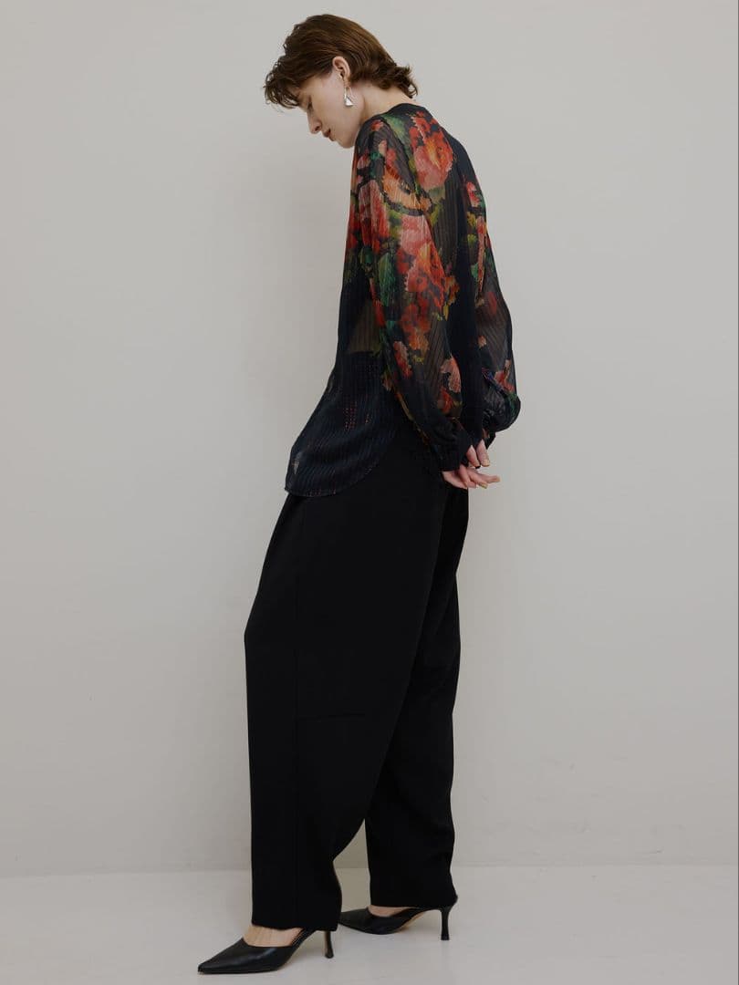 JACQUARD FLOWER PATTERN SHEER BLOUSE - メルカリ