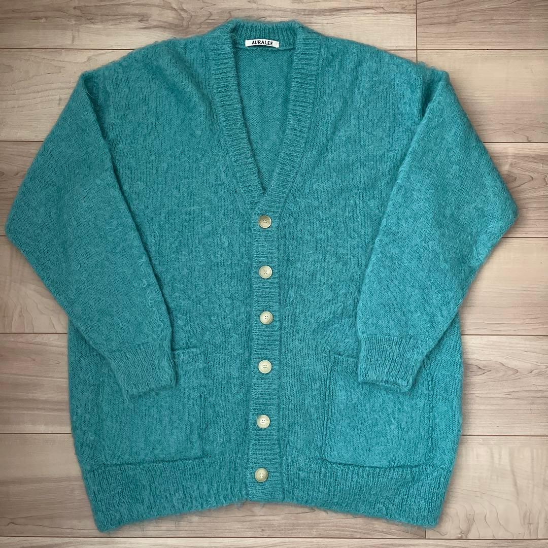 AURALEE BRUSHED SUPER KID モヘヤMIXカーディガン