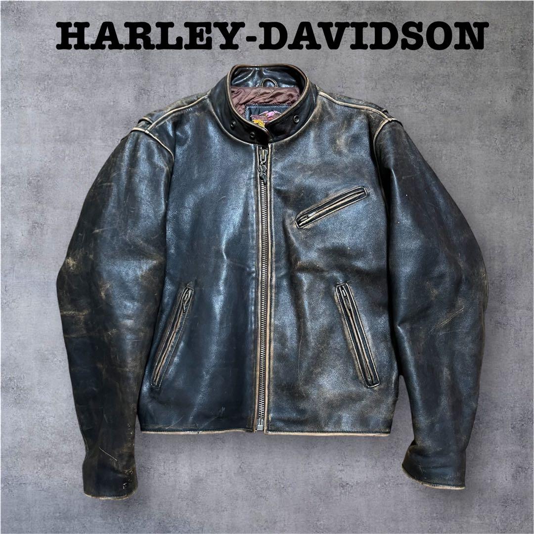HARLEY DAVIDSON シングルライダースレザージャケット　ブラウン