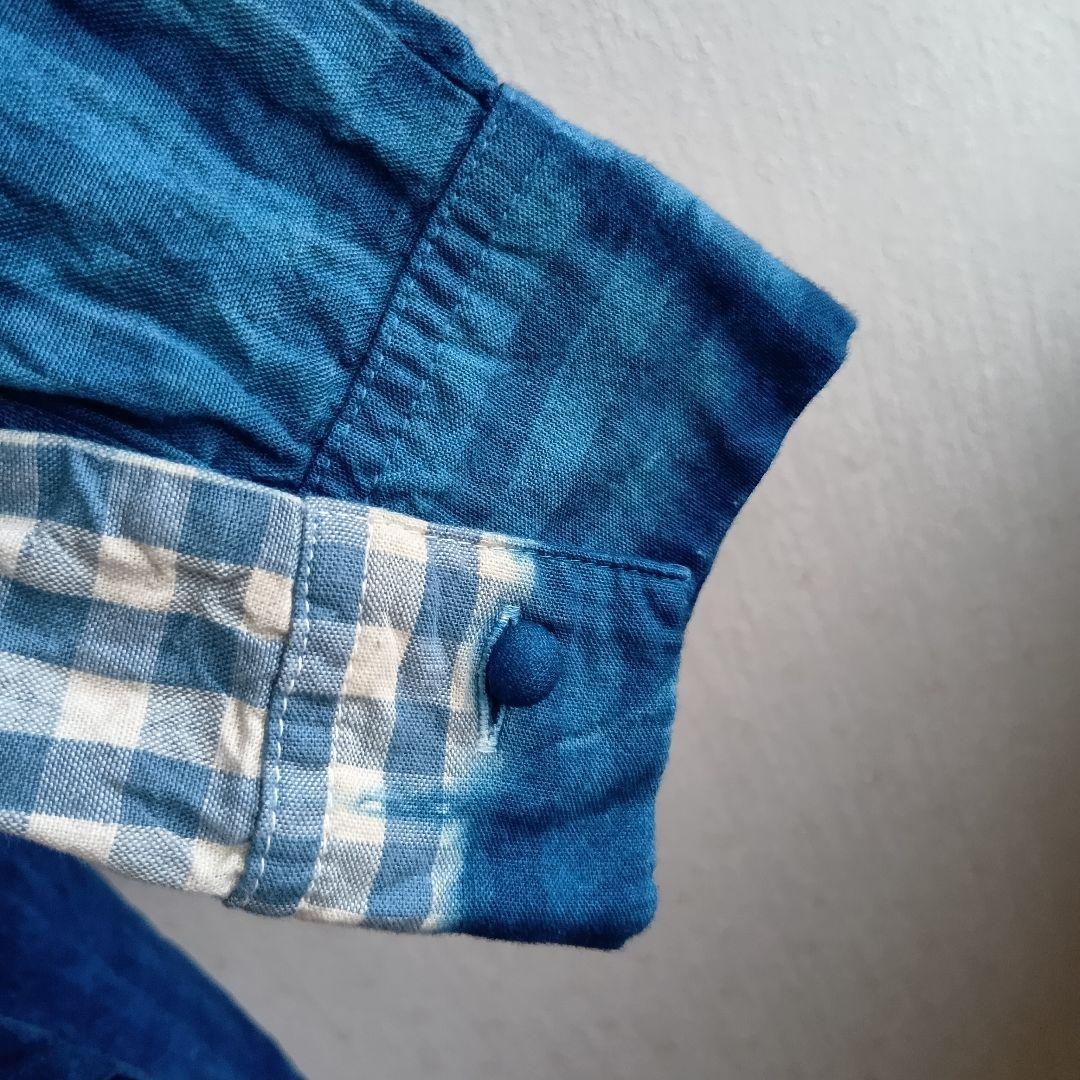 イチアンティークス 日本製 インディゴ染めシャツ チェック - メルカリ