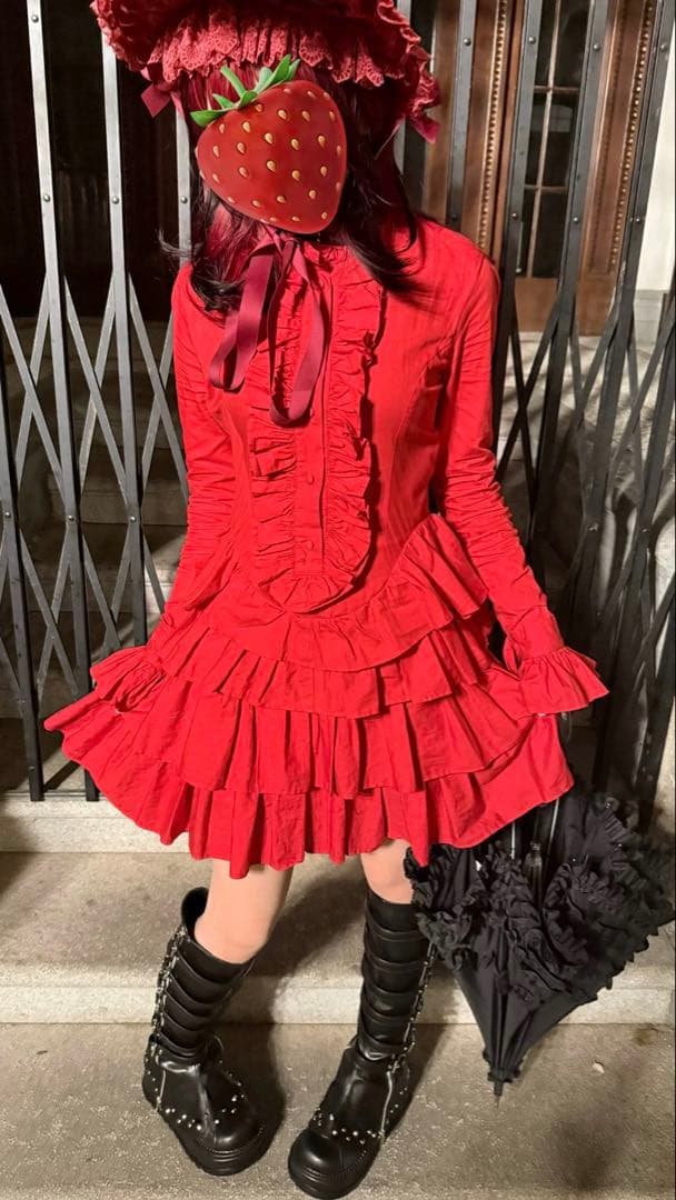 ゴスロリ・ロリータ 赤いフリルワンピース NANA大崎ナナコスプレ