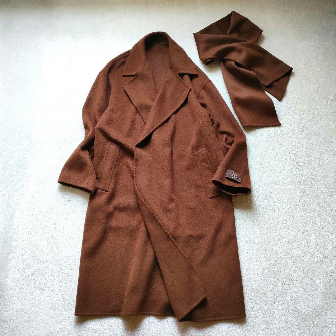 ADAM ET ROPE ダブルフェイス セミダブル コート マフラー付き