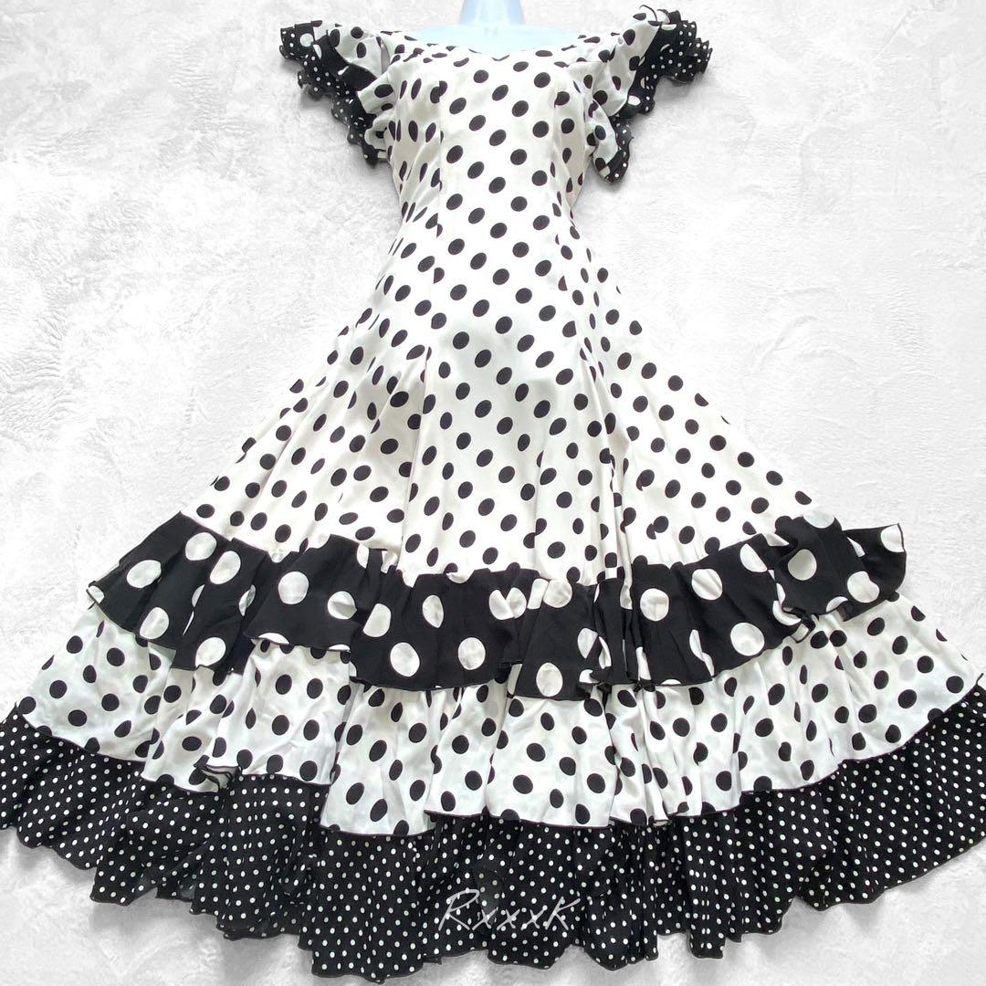 ロゼ花子 フラメンコ 衣装 ワンピース ドレス 水玉 ドット 白黒 - メルカリ