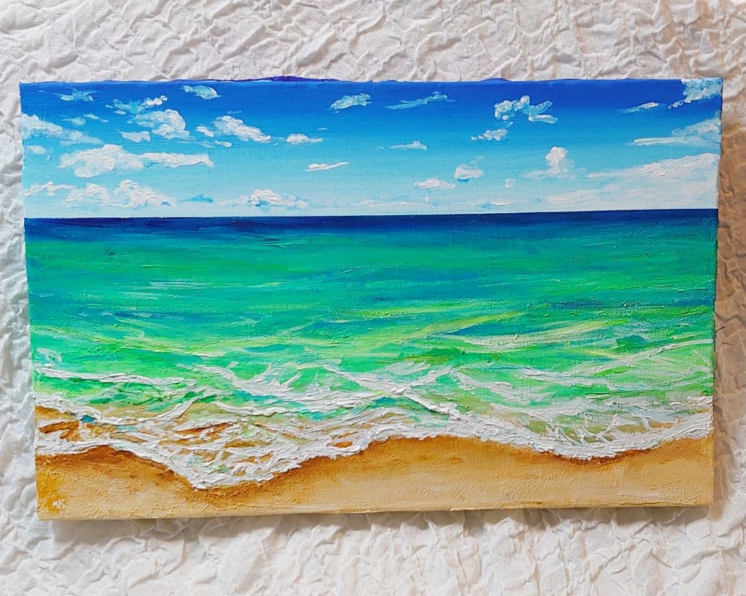 油絵 絵画 【エメラルドグリーンの海】