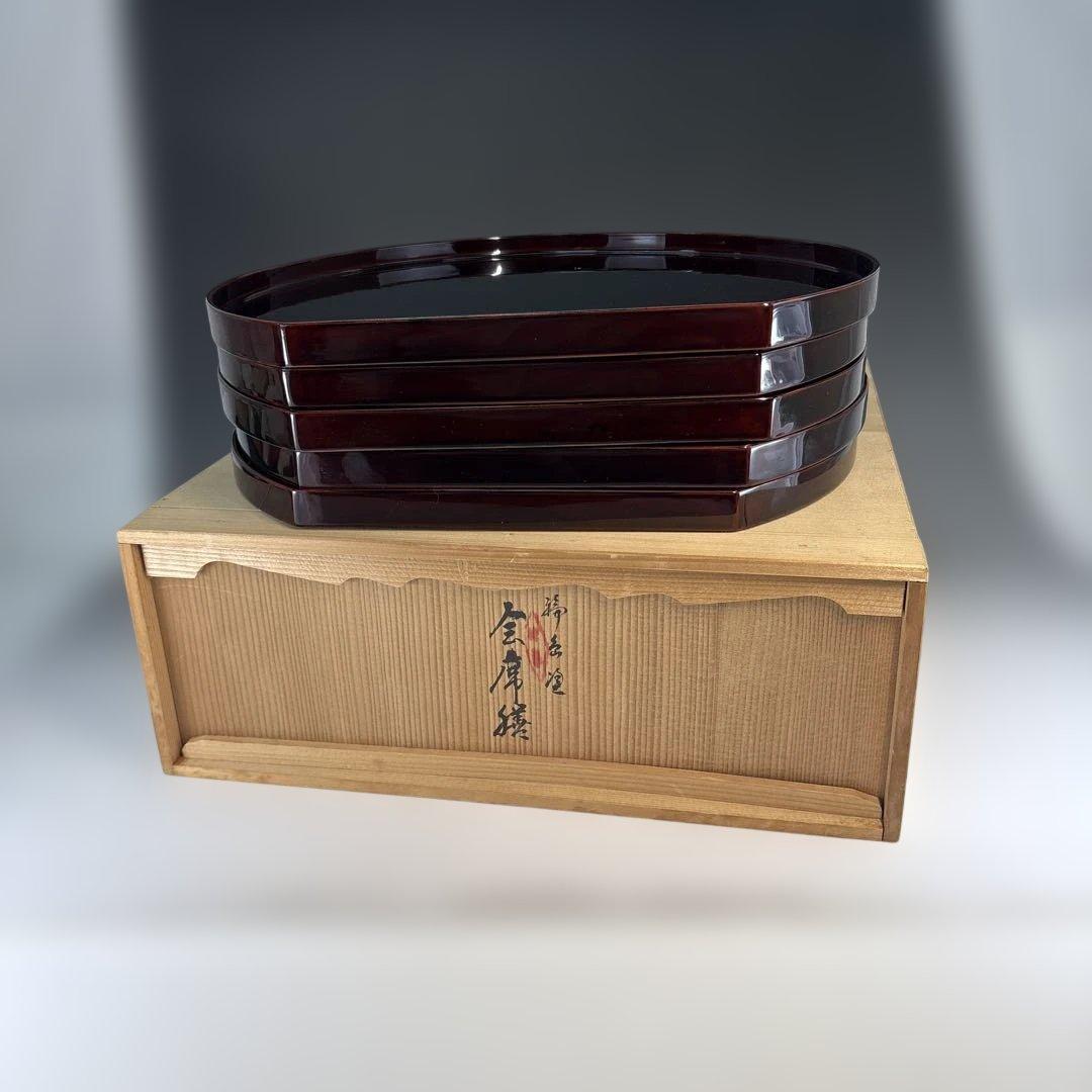 【中古品】輪島塗　会席膳五客（桐箱）USED〈税込•送料込〉