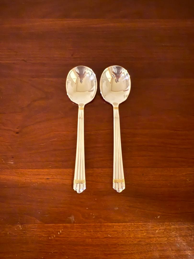 クリストフル　アリアゴールドリング　コンソメスプーン　2本 極希少 クリストフル アリアゴールドリング コンソメスプーン 未開封 6