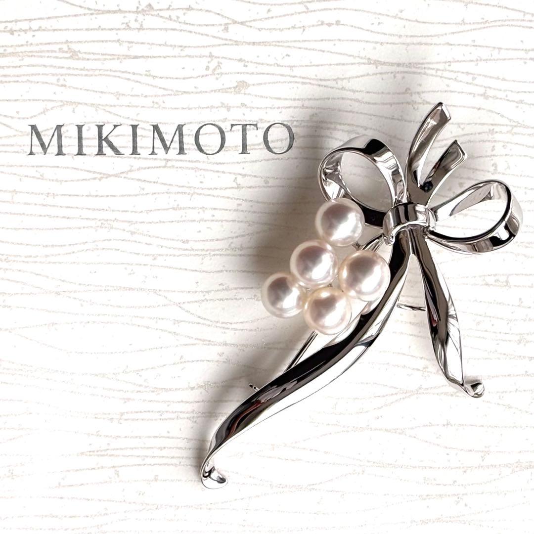 MIKIMOTO ミキモト パールブローチ ピンクホワイト 愛子さま リボン