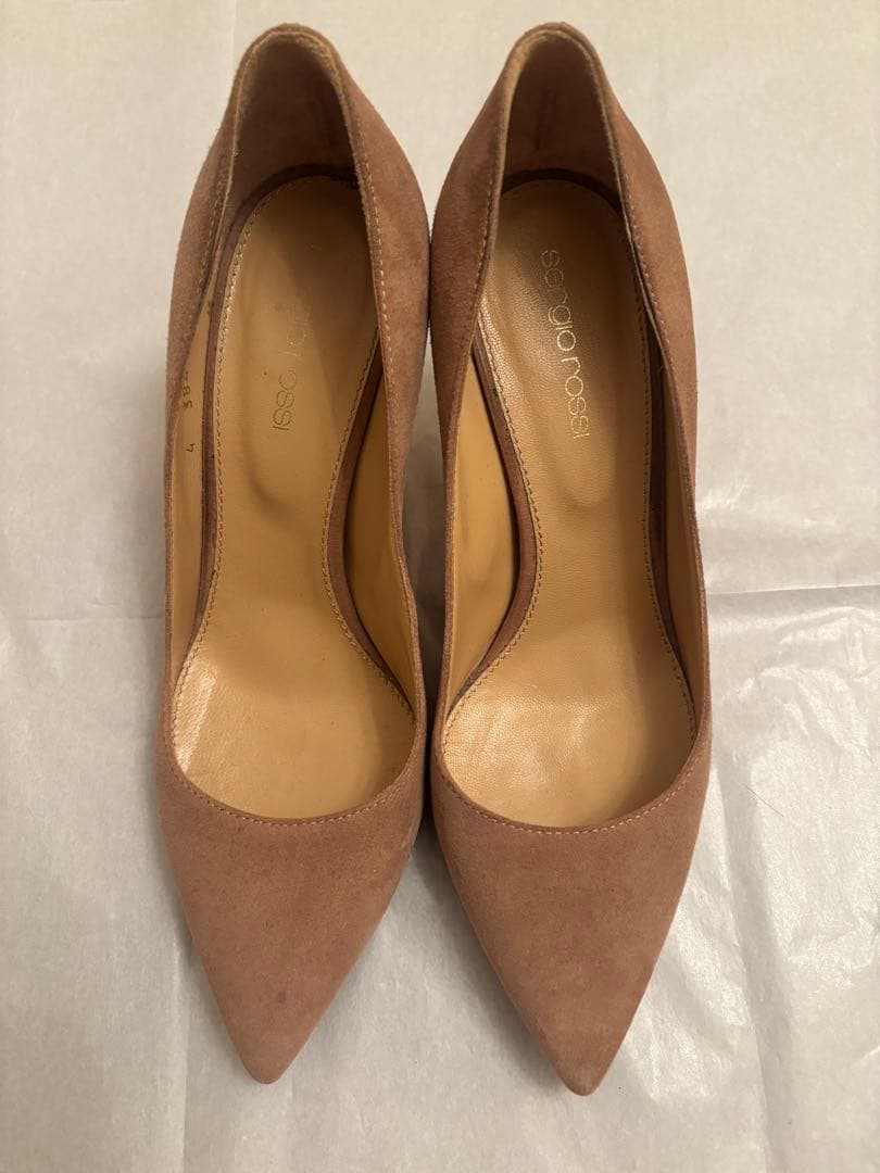 Sergio Rossi ベージュ スエード ハイヒール パンプス - メルカリ