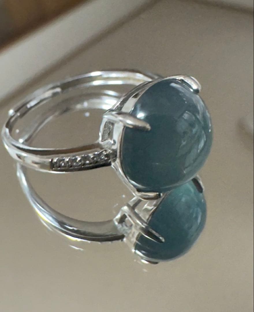 天然A貨高冰種ブルー天然本￼翡翠. 正円形.S925 新品未使用 鑑定書付き