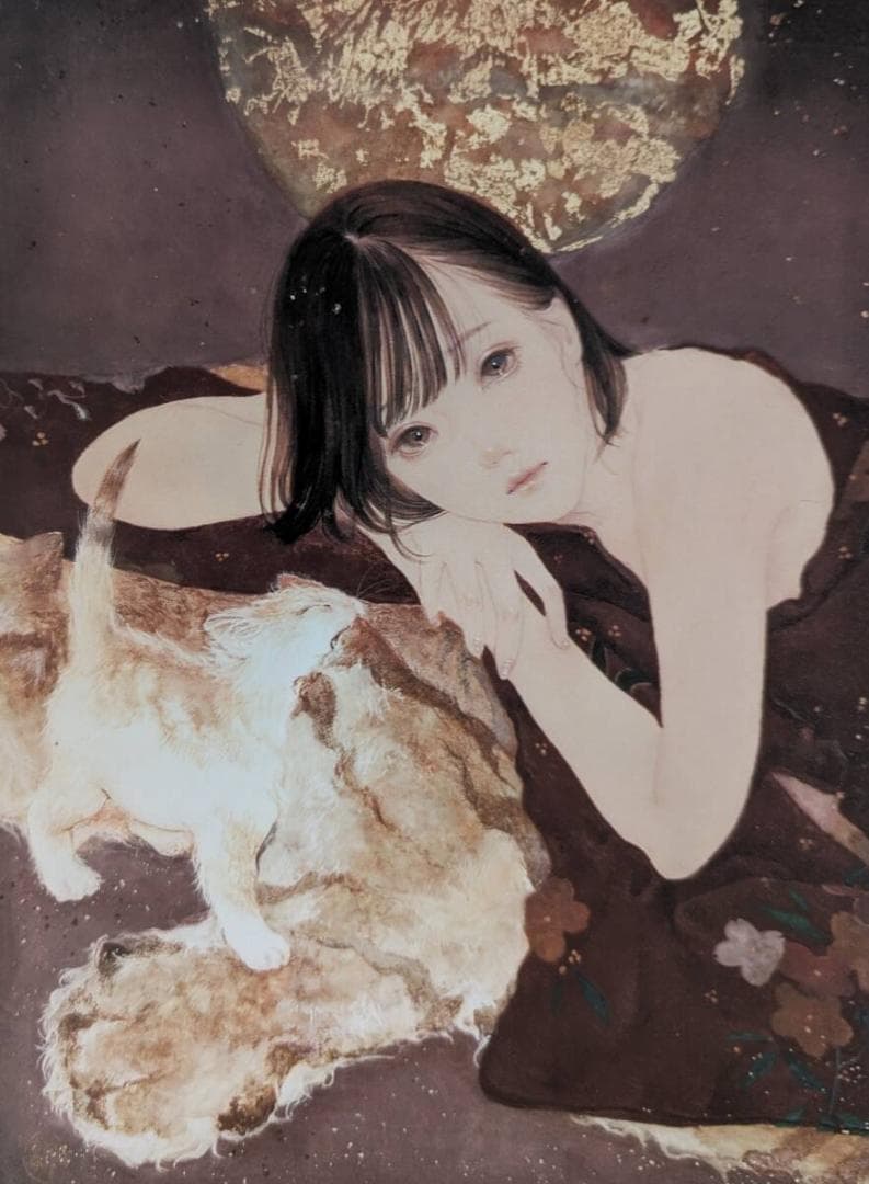 高久梓、「眈々と」、希少画集・額装画、日本製・新品額縁にて額装致します