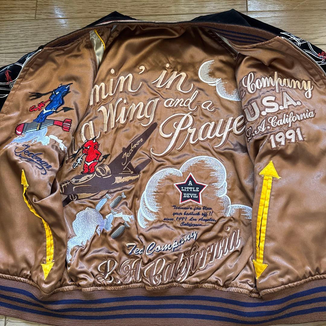 TED MAN テッドマン 総刺繡 リバーシブル スカジャン ベロア 38サイズ