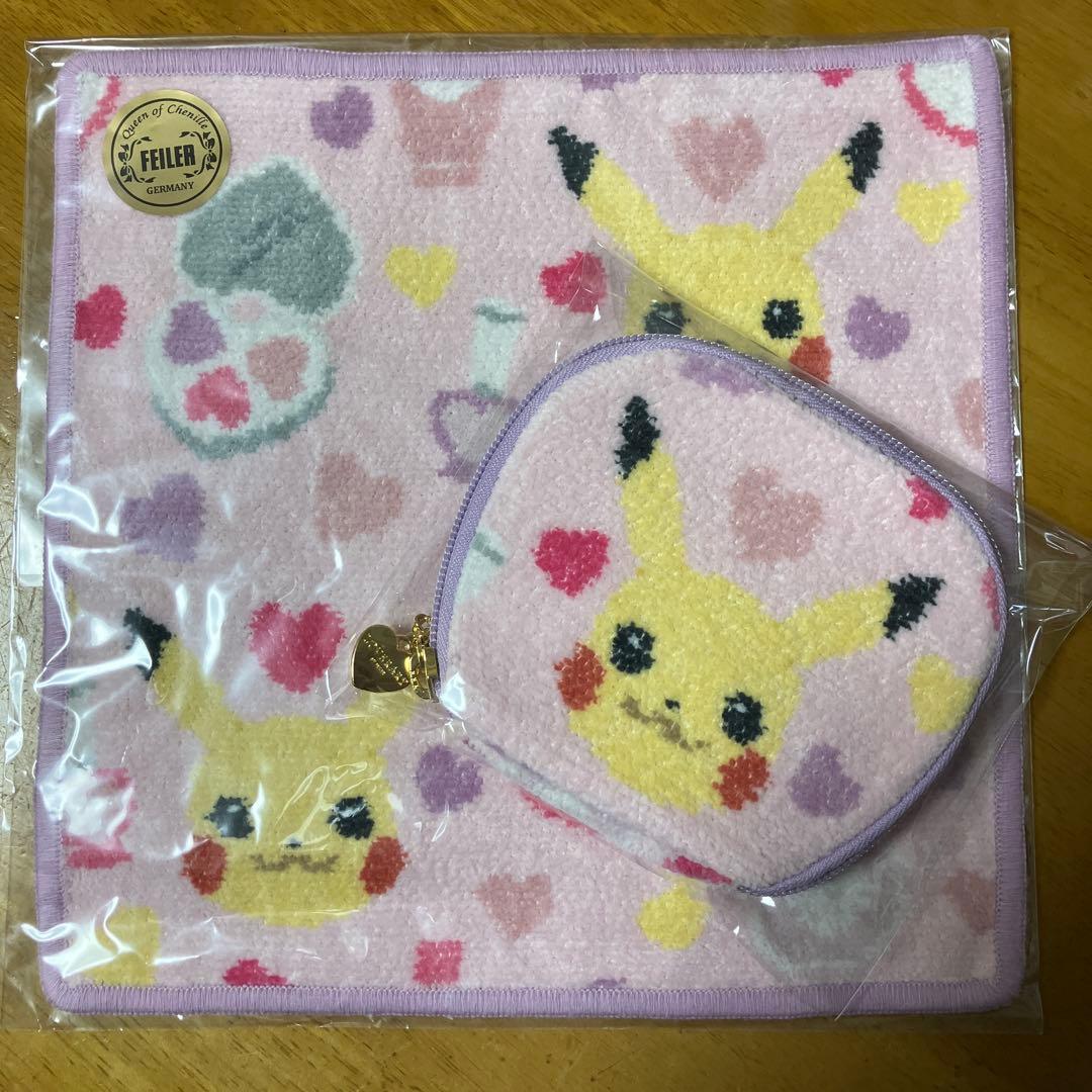 フェイラー　ラブラリー　ポケモンコラボ　アクセサリーポーチと　タオルハンカチ ポケモンとラブラリー バイ フェイラーのハンカチ - ピカチュウや