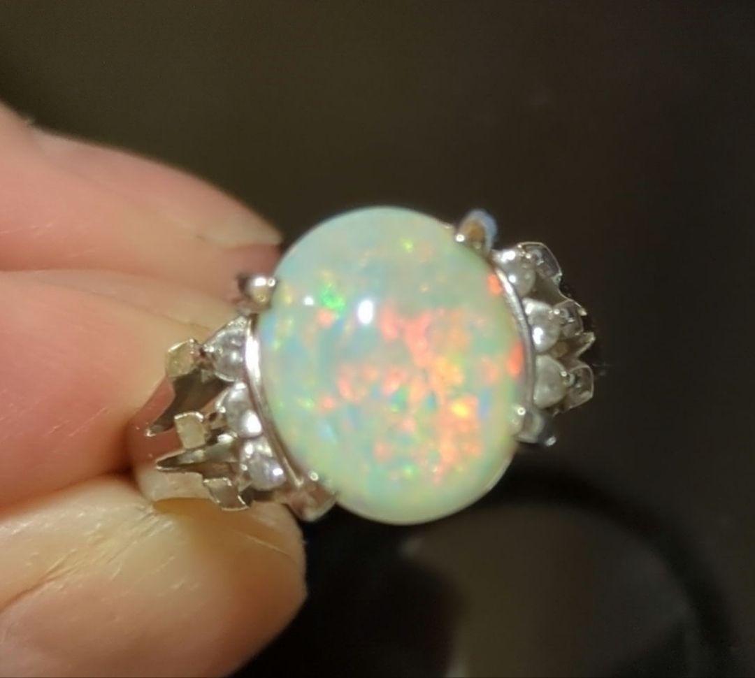 オパールリング シルバー製　11号
